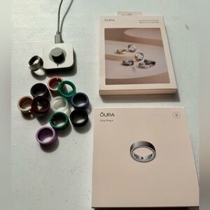 Oura Ring 4 with brushed Silver Finish + 10 silicone protectors + Oura Ring size